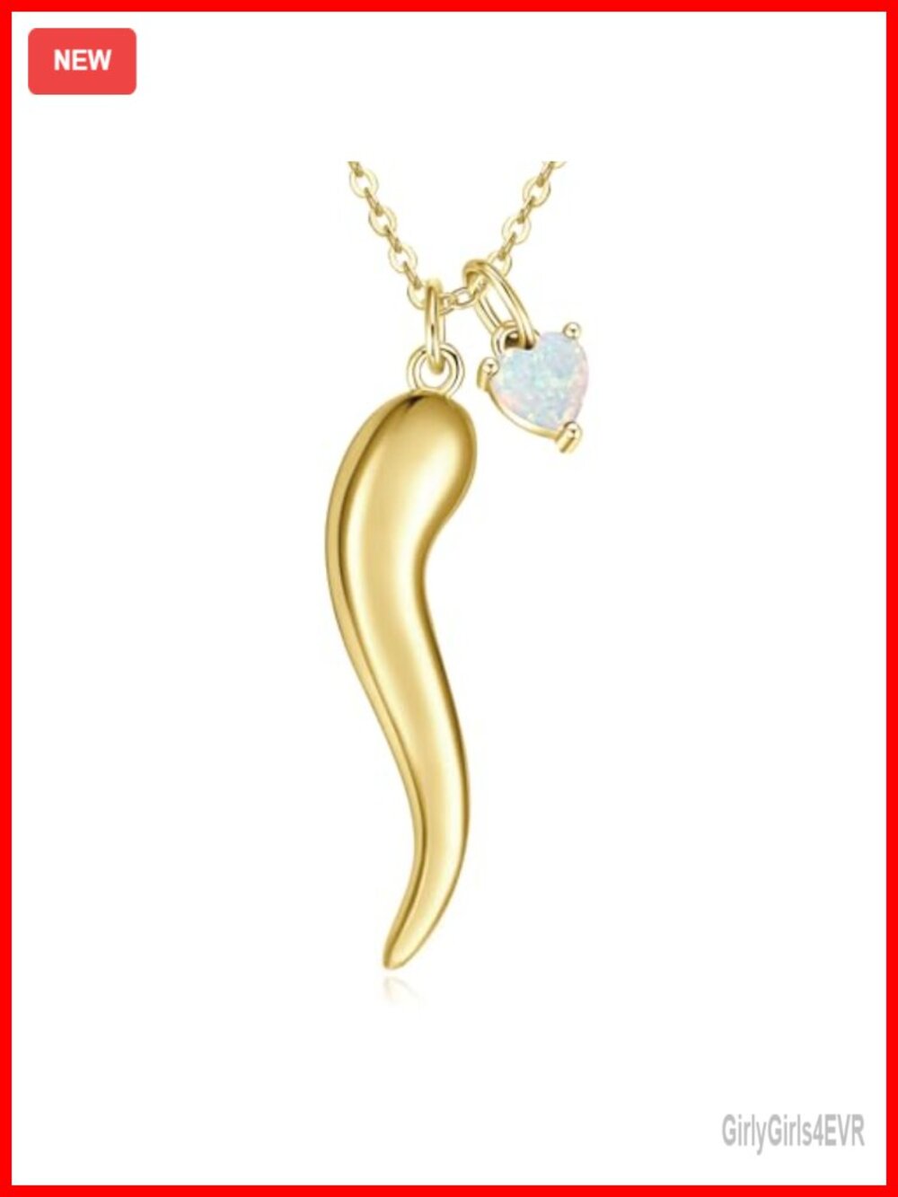 14k Gold Plated Italian Horn Birthstone Pendant Necklace